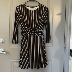 As U Wish Black & Ivory Striped Dress